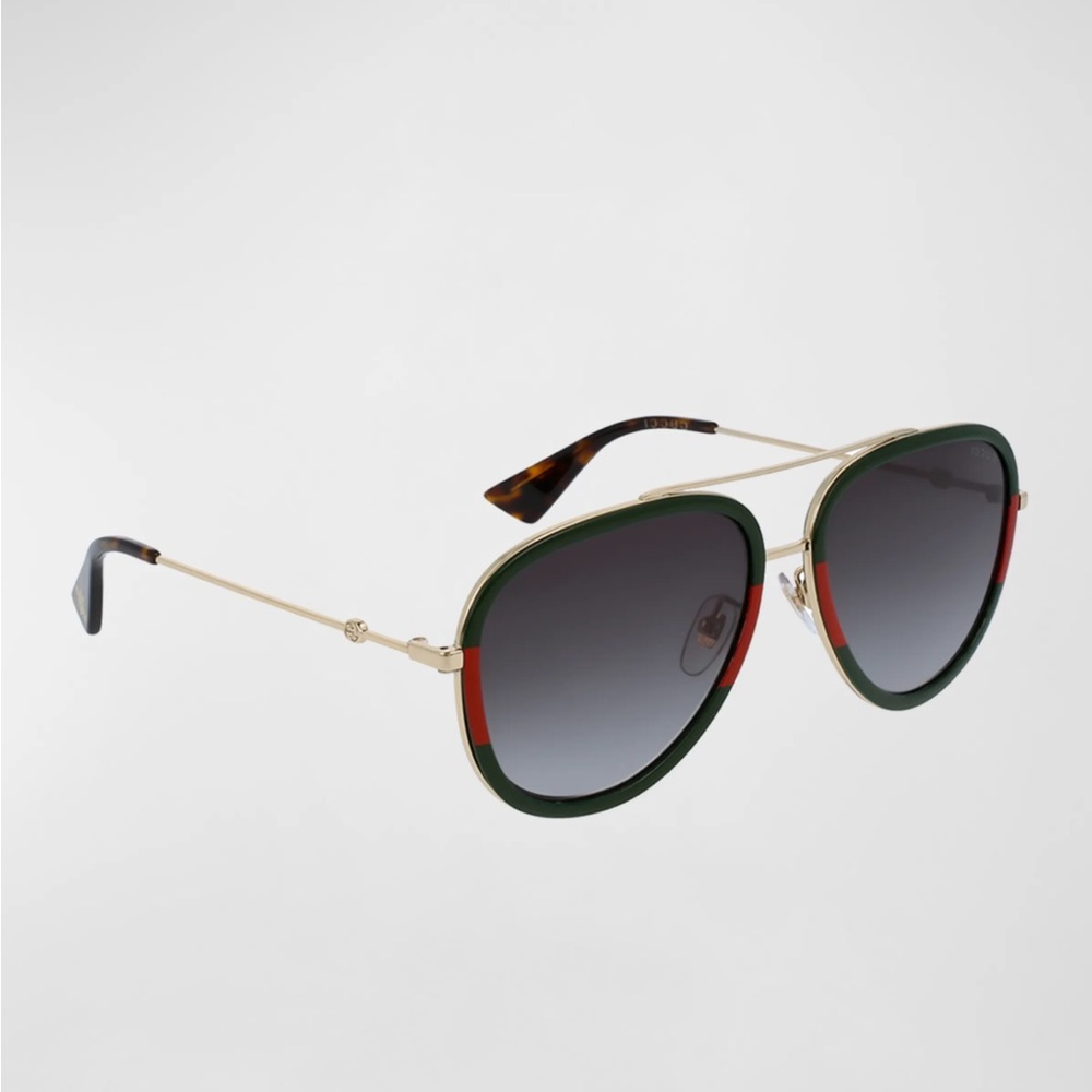 COPY - Gucci Signature Red/Green Aviator Sunglasses